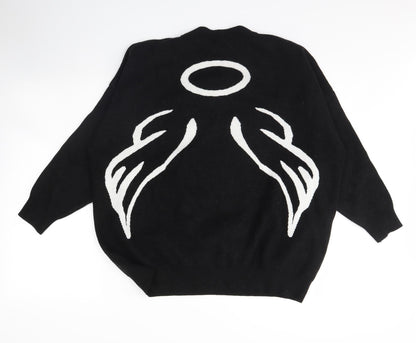 Back view of U women’s black jumper one size - angel wings