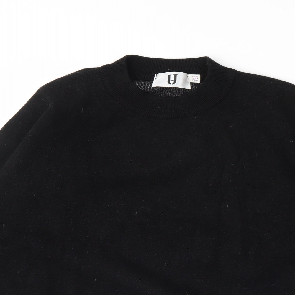 Close-up detail of U women’s black jumper one size - angel wings