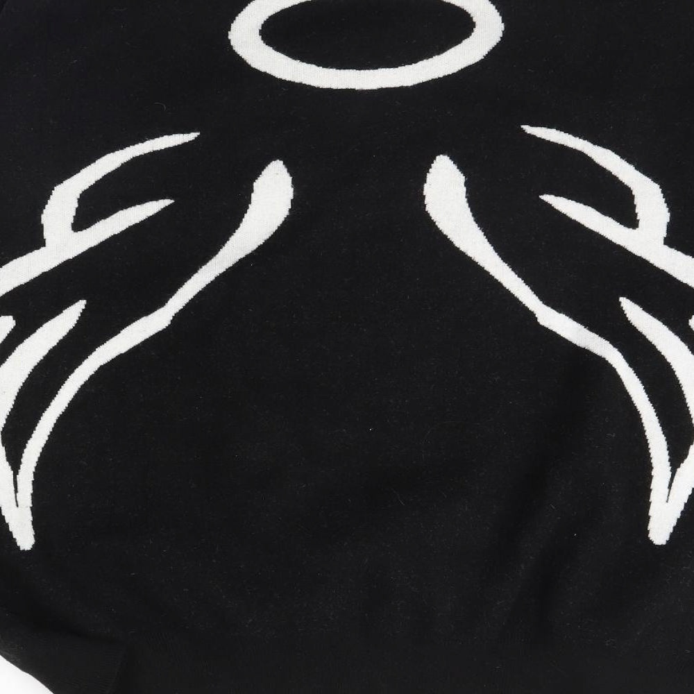 Brand and care label for U women’s black jumper one size - angel wings
