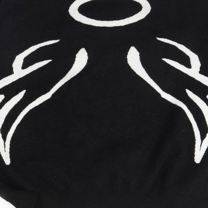 Brand and care label for U women’s black jumper one size - angel wings