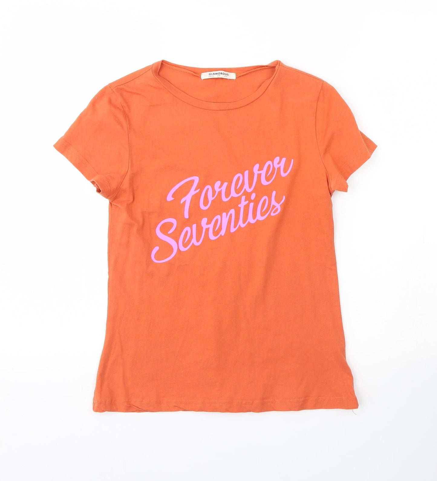 Glamorous Womens Orange   Basic T-Shirt Size 8  - seventies