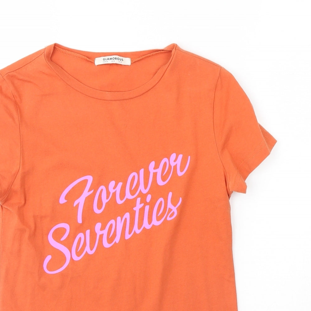 Glamorous Womens Orange   Basic T-Shirt Size 8  - seventies