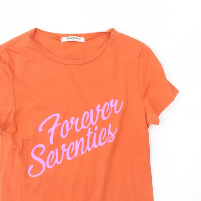 Glamorous Womens Orange   Basic T-Shirt Size 8  - seventies