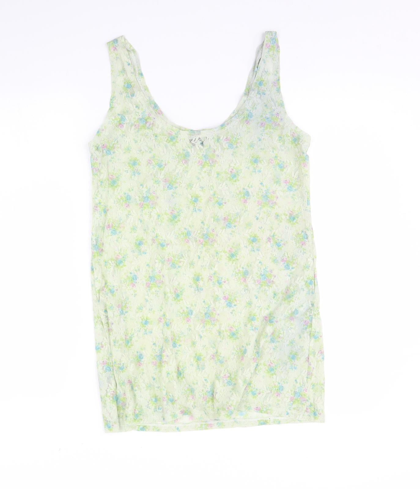 Womens UK Size 14 Topshop Green Basic Tank