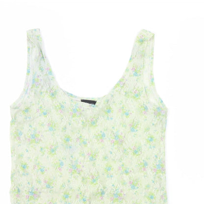 Womens UK Size 14 Topshop Green Basic Tank