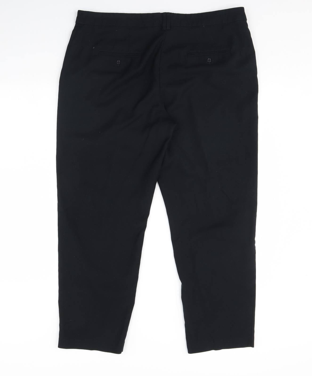 Womens UK Size 40 in M&S Regular Fit Dress Pants Black Trousers