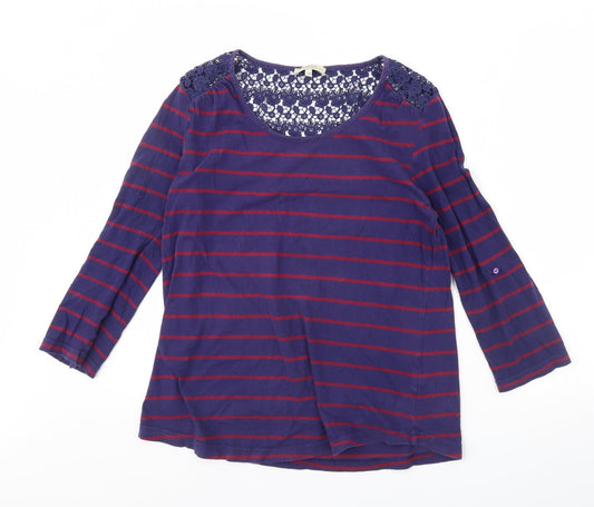 Papaya Womens Blue Striped  Basic Blouse Size 14