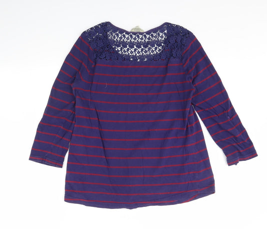 Papaya Womens Blue Striped  Basic Blouse Size 14