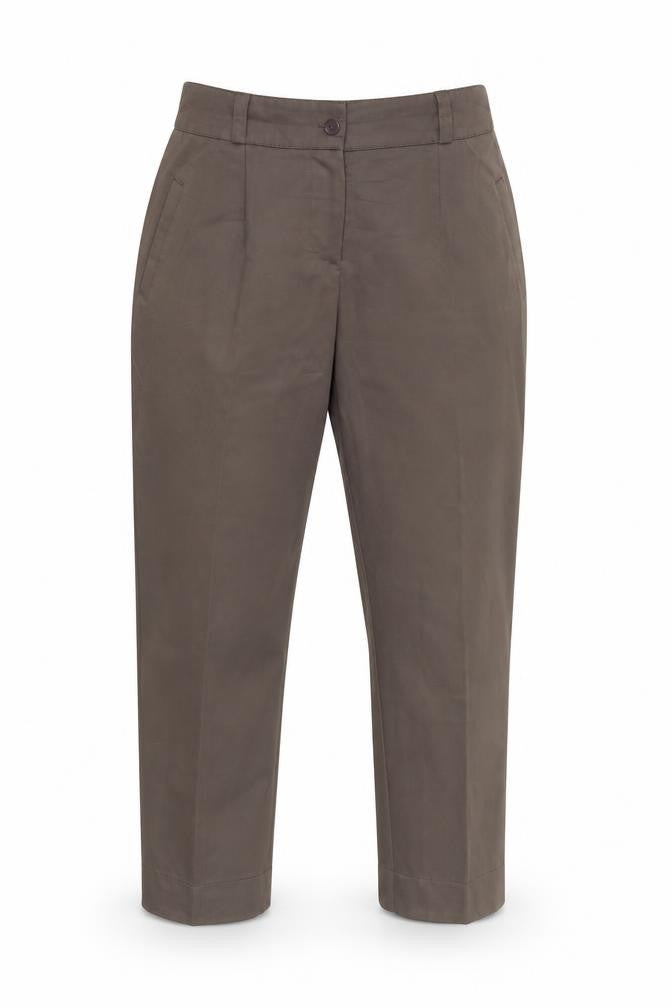 Front view of Matret women’s brown trousers, size UK 18, 28-inch leg