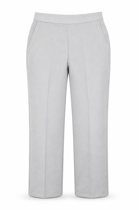 Front view of Anna Rose women’s grey dress pants trousers, size UK 10, 25-inch leg