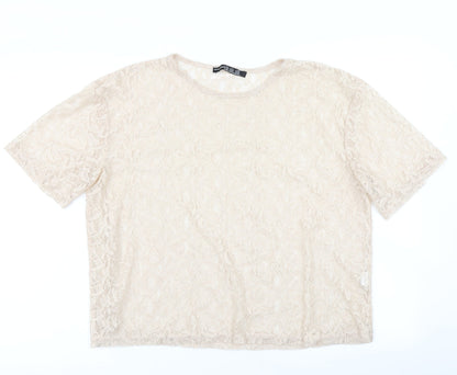 Womens UK Size 16 Atmosphere Beige Basic T-Shirt