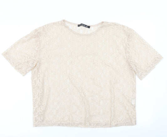 Womens UK Size 16 Atmosphere Beige Basic T-Shirt