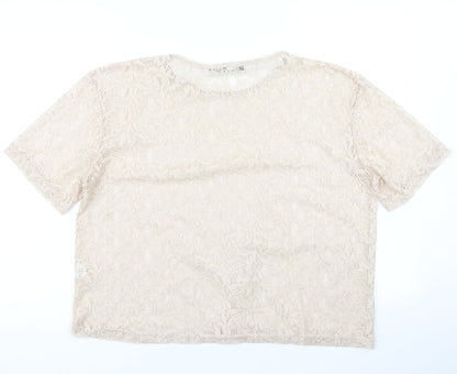 Womens UK Size 16 Atmosphere Beige Basic T-Shirt