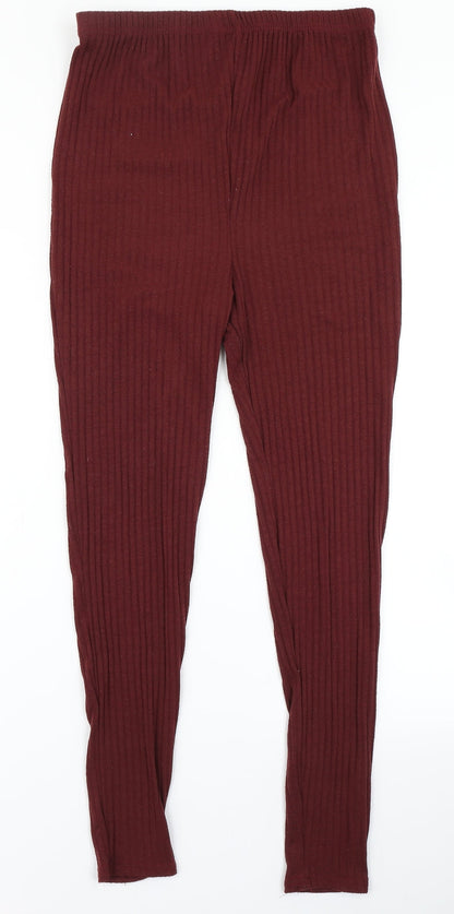 Womens UK Size 8 Boohoo Regular Fit Carpenter Red Trousers