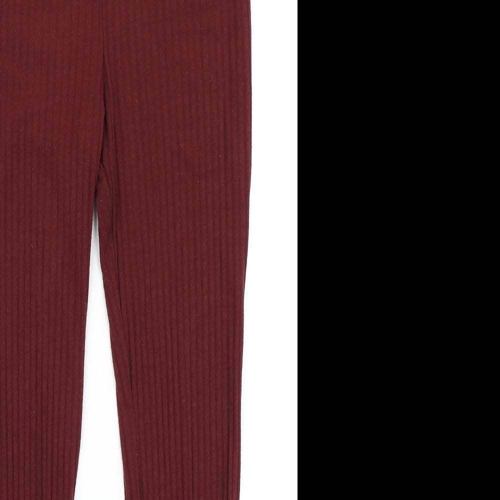 Womens UK Size 8 Boohoo Regular Fit Carpenter Red Trousers
