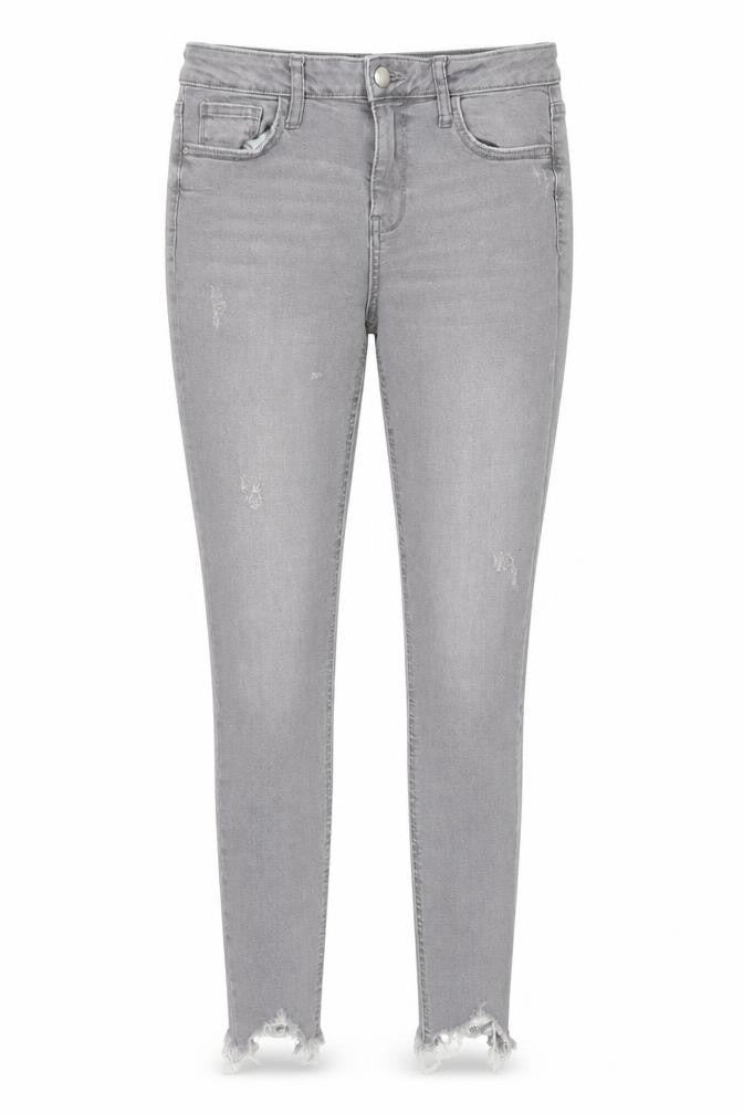 Front view of Denim Co women’s grey denim skinny jeans, size UK 10, 27-inch leg