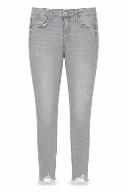 Front view of Denim Co women’s grey denim skinny jeans, size UK 10, 27-inch leg