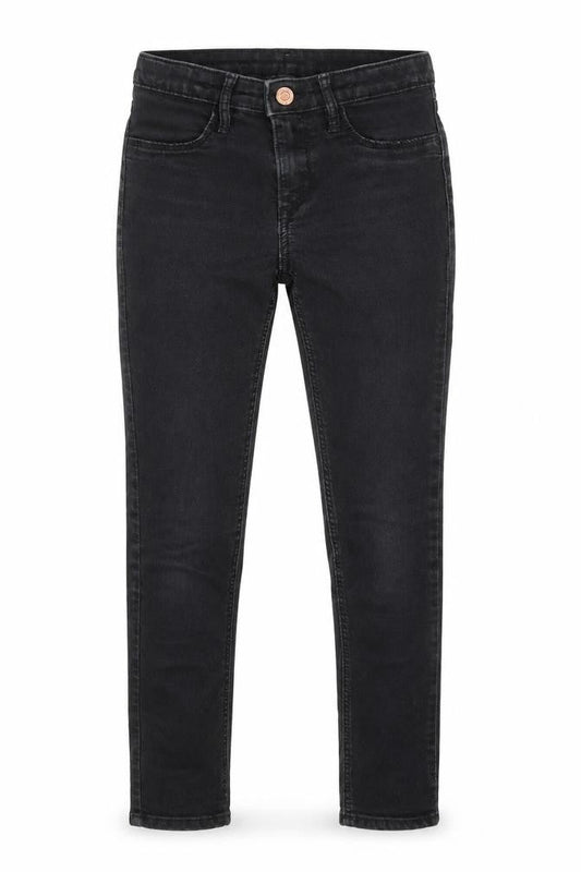 Front view of &Denim girls’ black denim skinny jeans, size 9, years