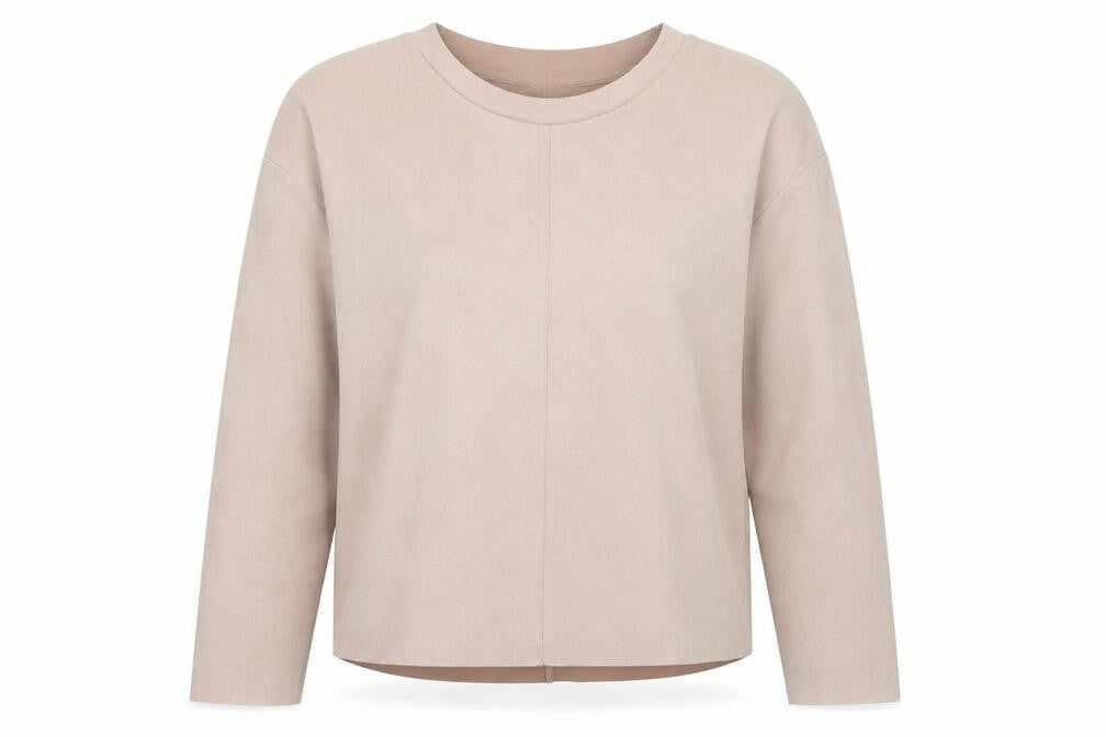 Front view of H&M women’s beige pullover sweatshirt, size S