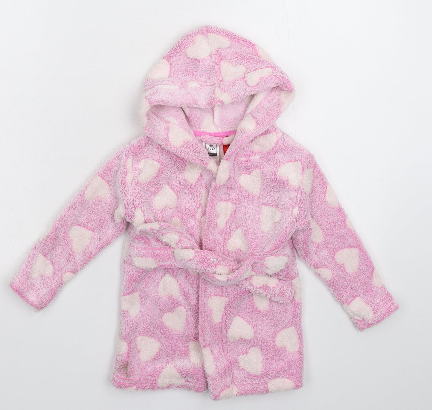 Kids&Co Girls Pink Solid Fleece Kimono Robe Size 9-12 Months