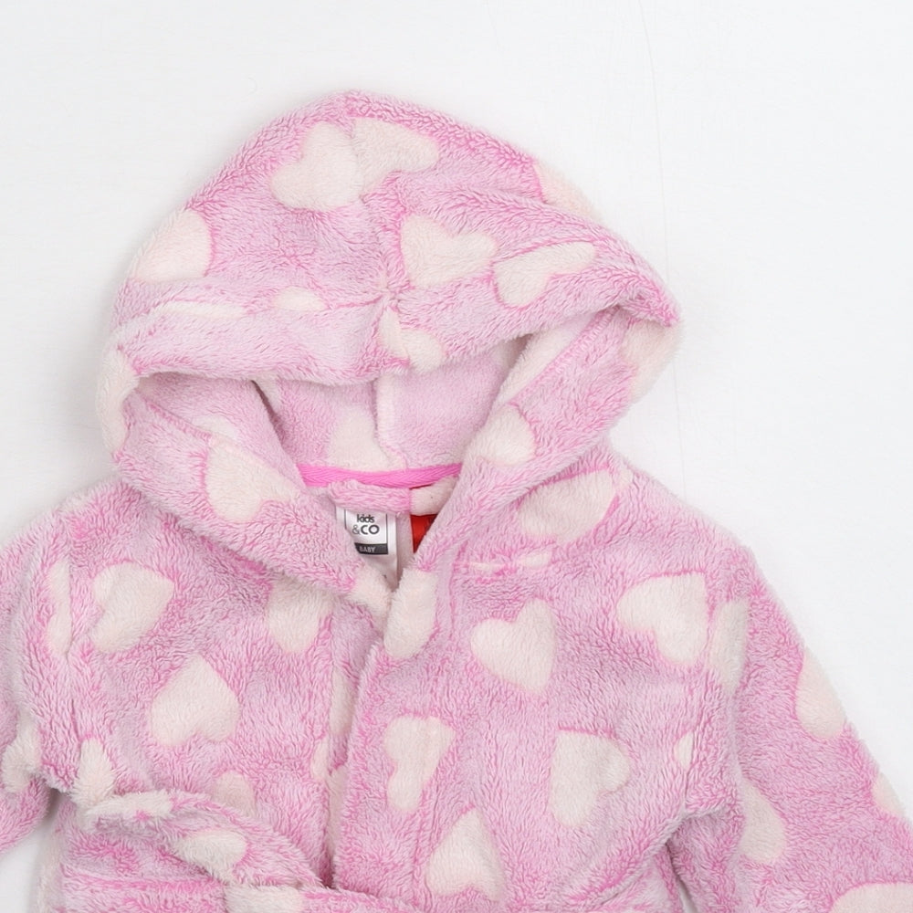 Kids&Co Girls Pink Solid Fleece Kimono Robe Size 9-12 Months