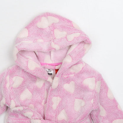 Kids&Co Girls Pink Solid Fleece Kimono Robe Size 9-12 Months