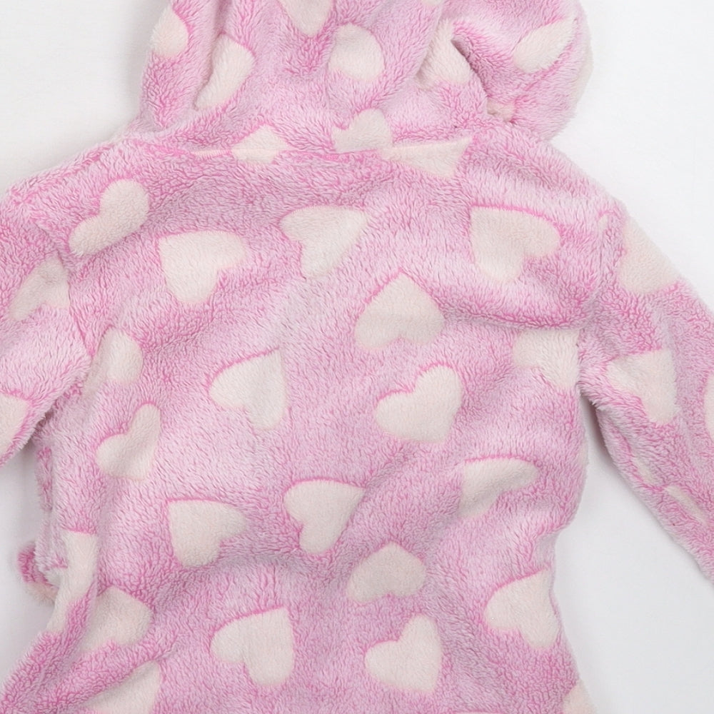 Kids&Co Girls Pink Solid Fleece Kimono Robe Size 9-12 Months