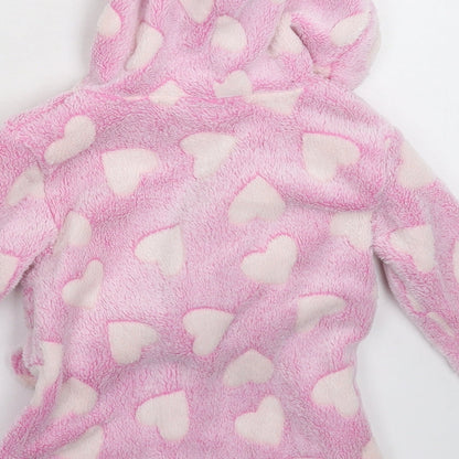 Kids&Co Girls Pink Solid Fleece Kimono Robe Size 9-12 Months