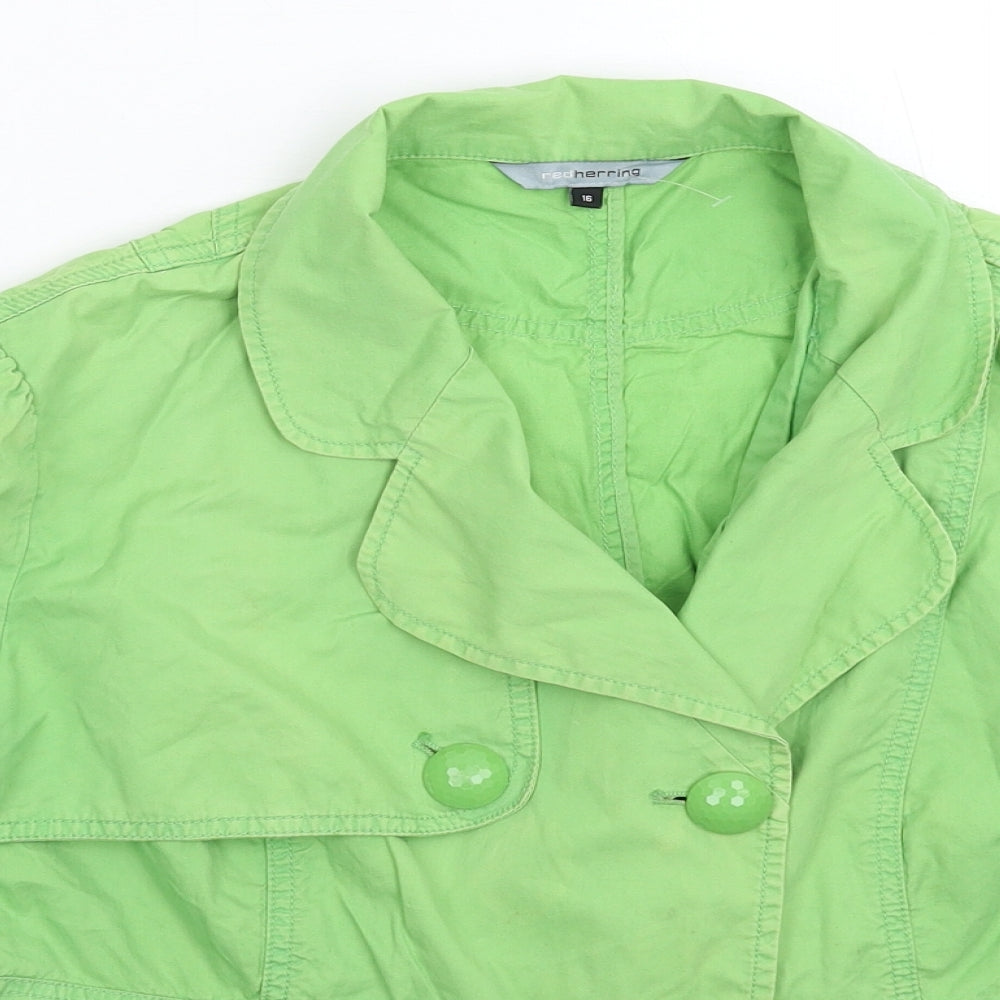 Womens UK Size 16 Red Herring Green Jacket