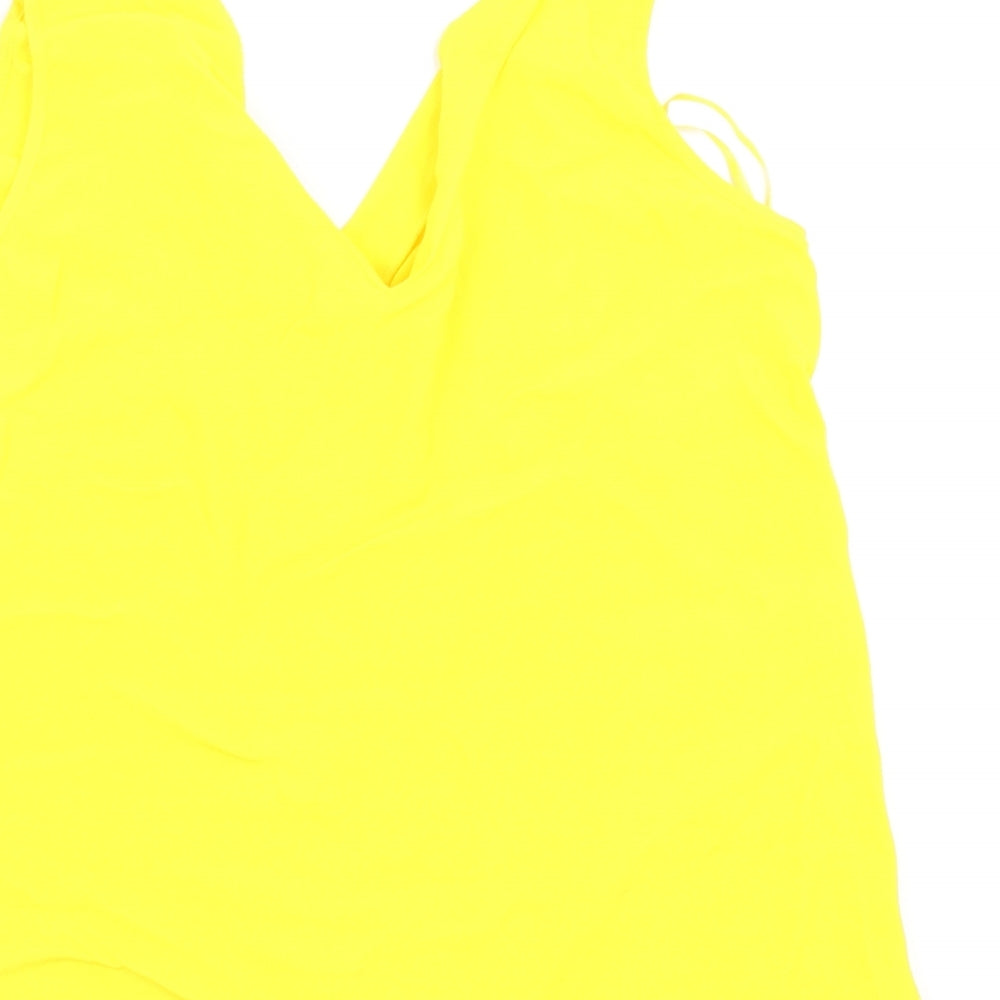 Womens UK Size 12 Warehouse Yellow Basic Blouse