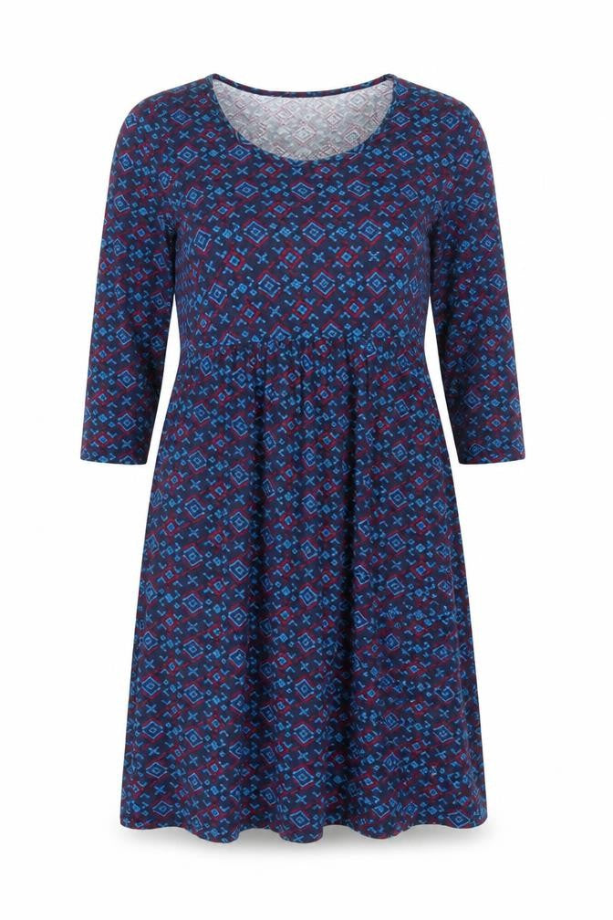 Front view of originals women’s multicoloured geometric fit & flare, size UK 12