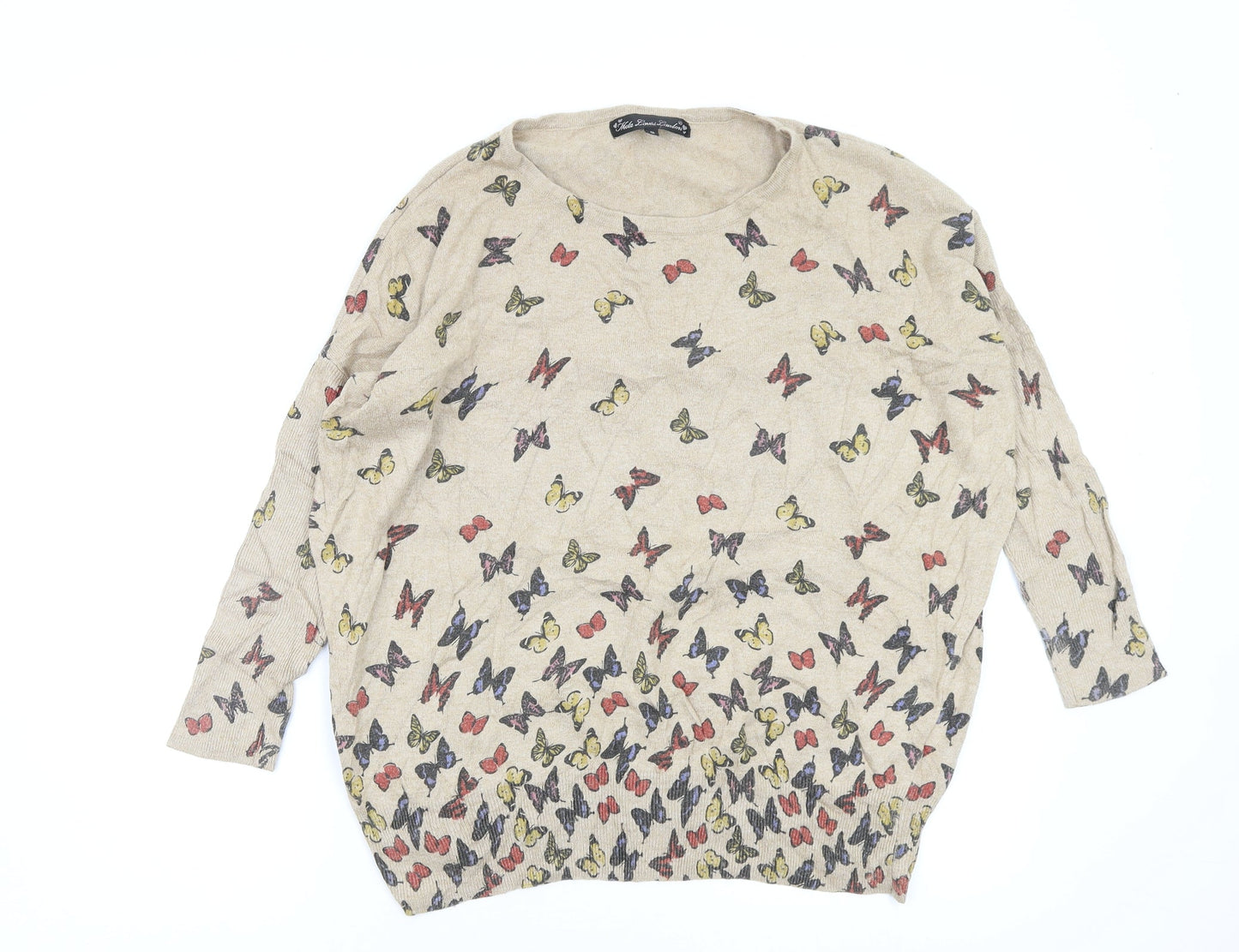 Mela Loves London Womens Beige Geometric  Pullover Jumper Size S