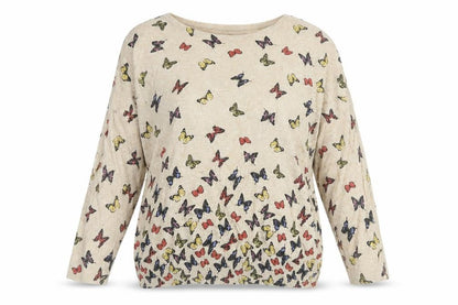 Front view of Mela Loves London women’s beige geometric jumper, size S