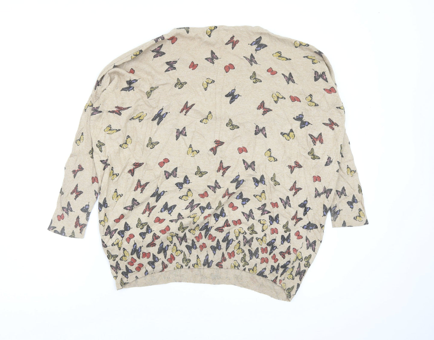 Mela Loves London Womens Beige Geometric  Pullover Jumper Size S