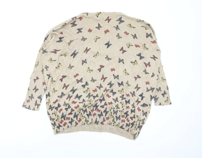 Mela Loves London Womens Beige Geometric  Pullover Jumper Size S