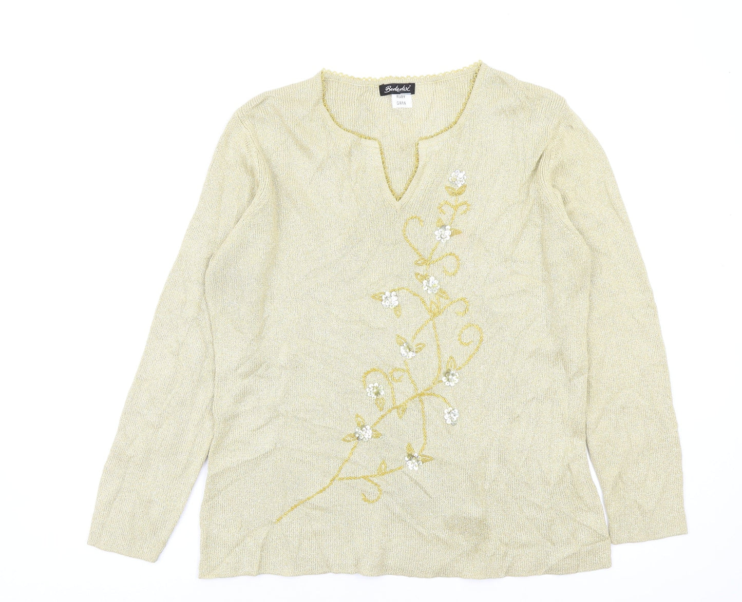 Womens UK Size 14 Berkertex Gold Pullover Jumper