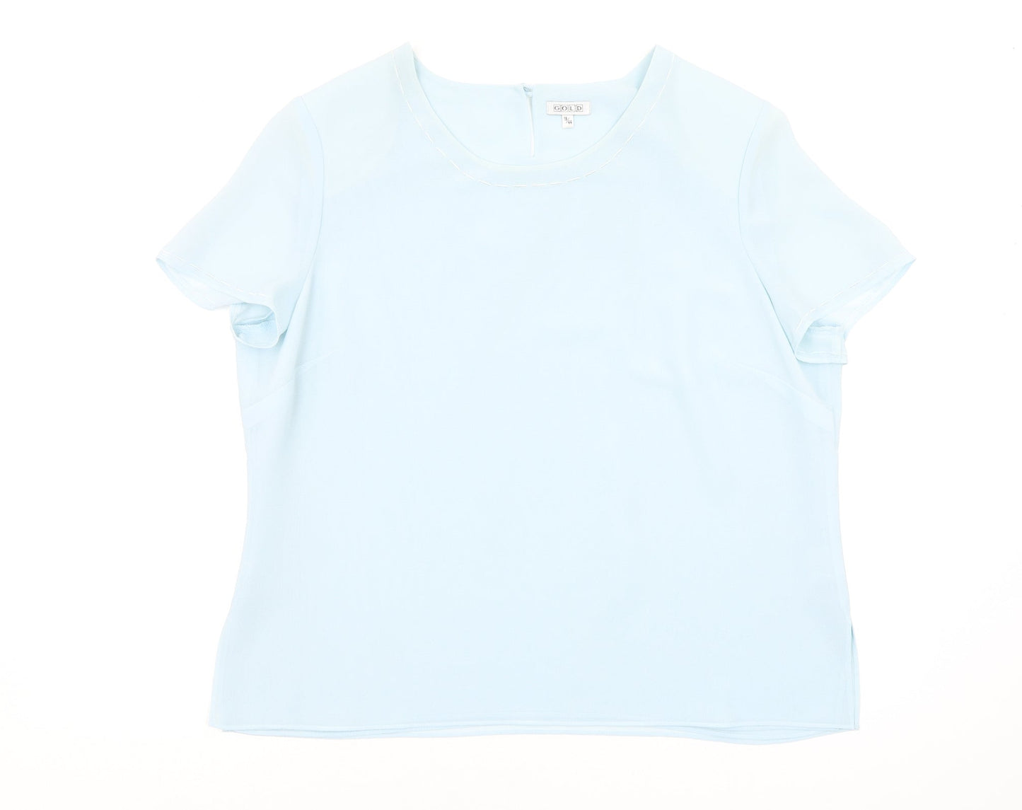 Womens UK Size 18 Gold Blue Basic Blouse