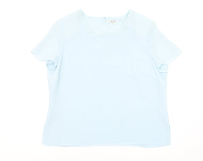 Womens UK Size 18 Gold Blue Basic Blouse