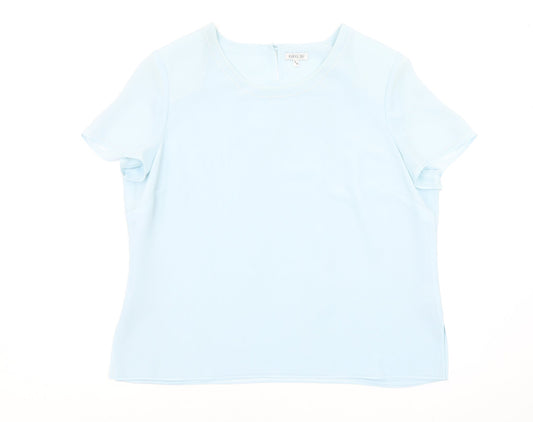 Womens UK Size 18 Gold Blue Basic Blouse