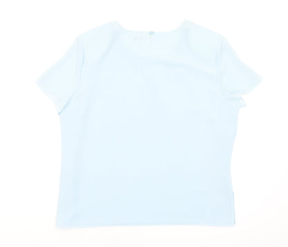 Womens UK Size 18 Gold Blue Basic Blouse