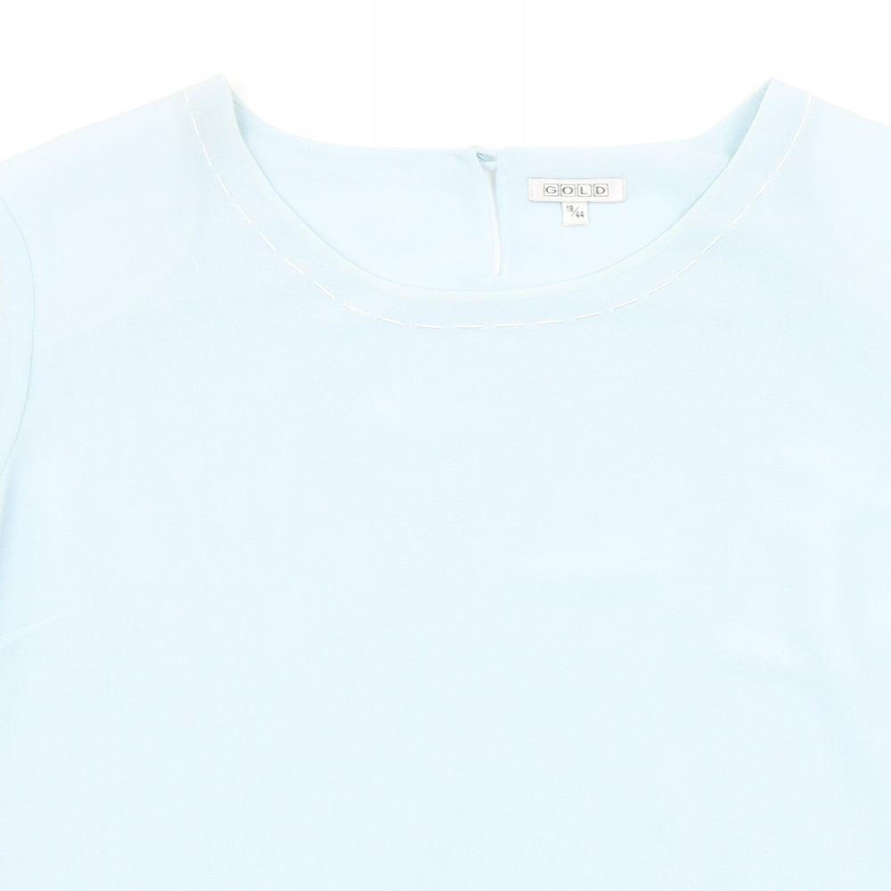 Womens UK Size 18 Gold Blue Basic Blouse