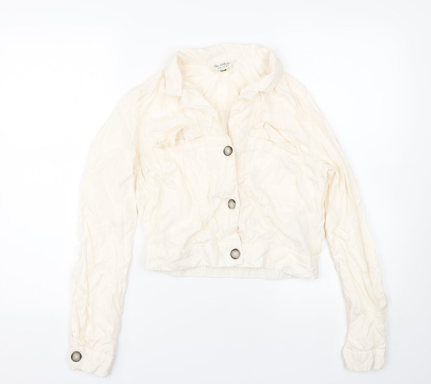 Womens UK Size 10 Miss Selfridge White Basic Button-Up