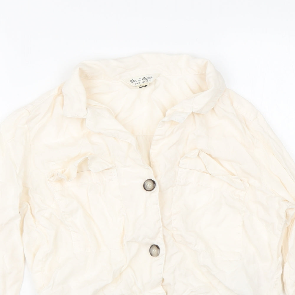 Womens UK Size 10 Miss Selfridge White Basic Button-Up
