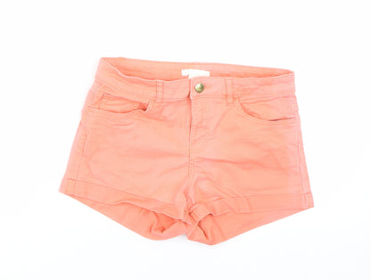 H&M Womens Orange  Denim Paperbag Shorts Size 4