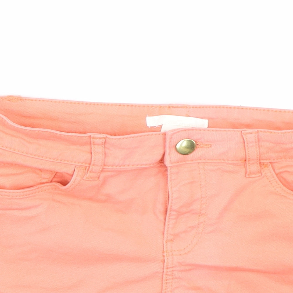 H&M Womens Orange  Denim Paperbag Shorts Size 4