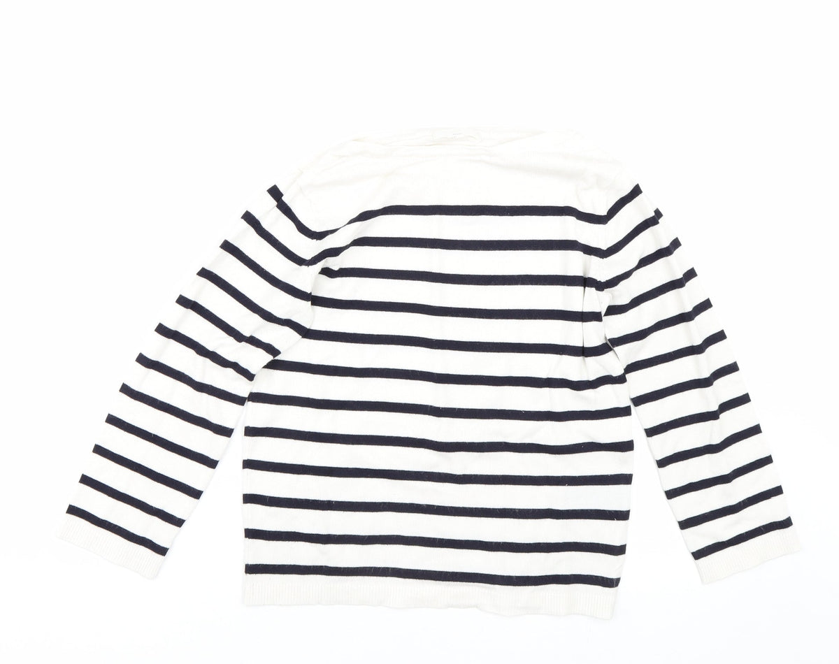 Additional front view of H&M women’s white striped jumper, size XS