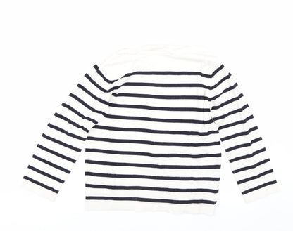 Additional front view of H&M women’s white striped jumper, size XS