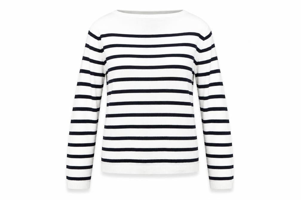 Front view of H&M women’s white striped jumper, size XS