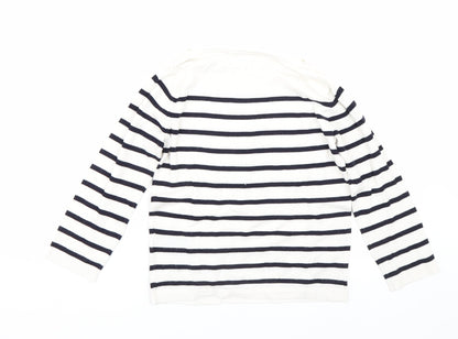 Back view of H&M women’s white striped jumper, size XS