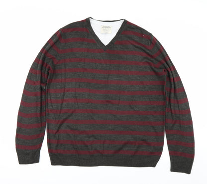 Burton Mens Grey Striped  Pullover Jumper Size XL